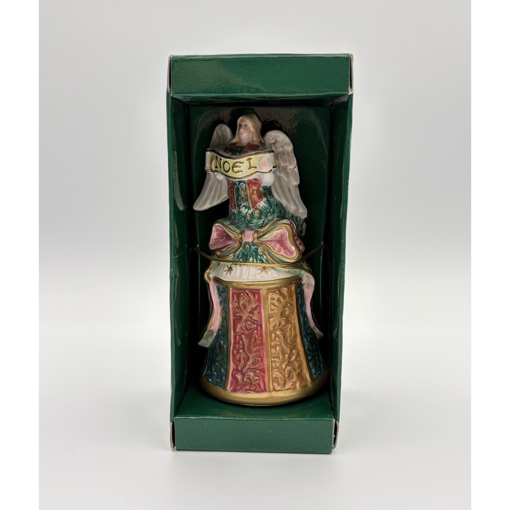 Vintage Fitz And Floyd Damask Heirloom Christmas Angel Bell Figurine Noel